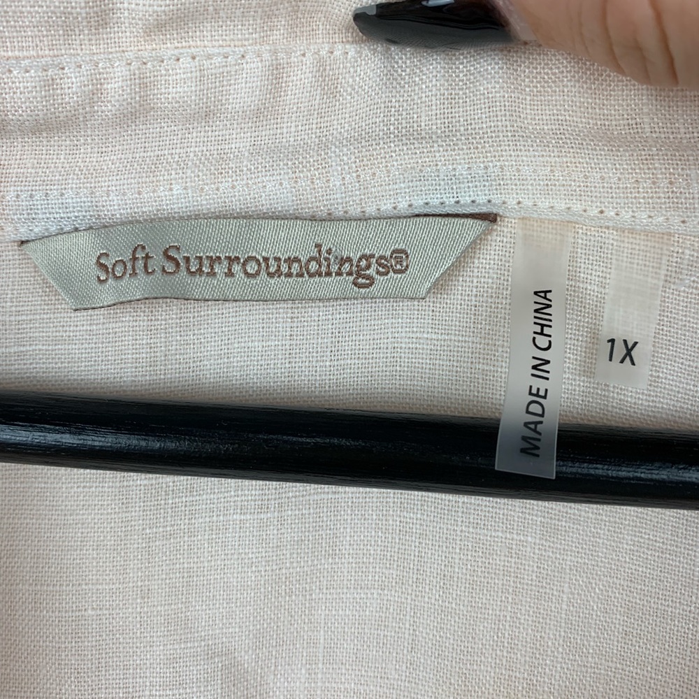 Soft Surroundings Peach Button Up Tunic Linen - image 3